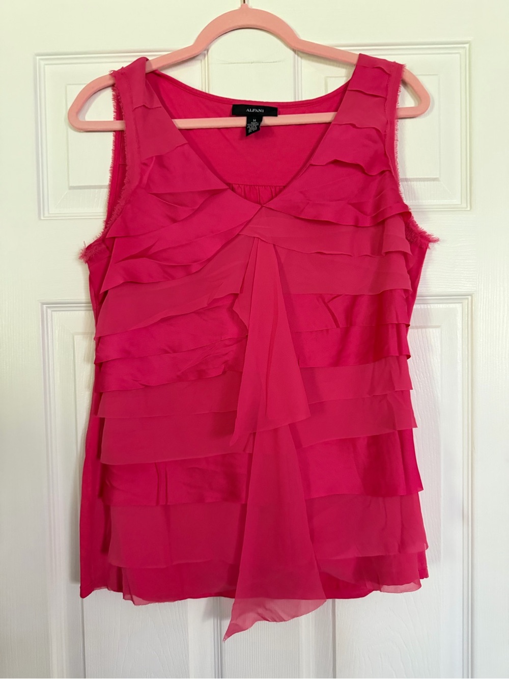 Alfani Hot Pink Layered Ruffle Sleeveless Camisole
